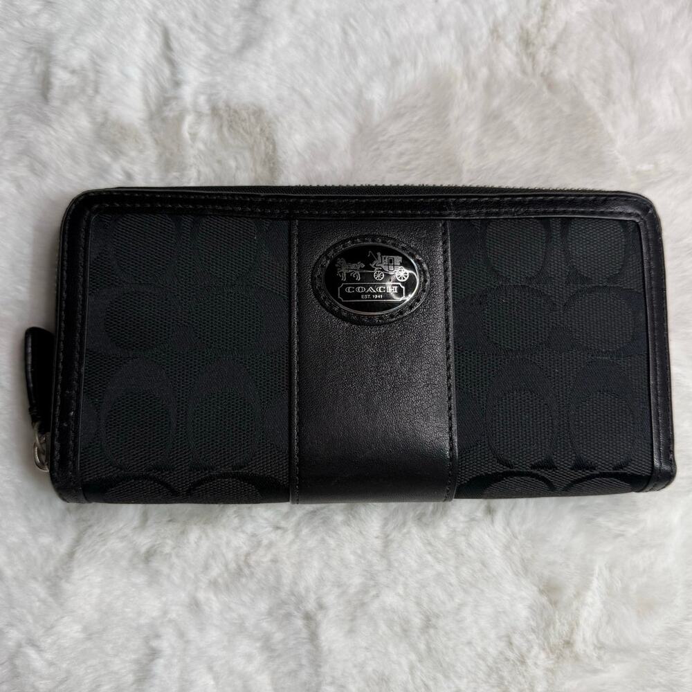 COACH y2k Black Canvas Leatherware Legacy Signature Wallet